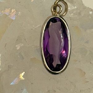 Buff top Amethyst Oval Pendant